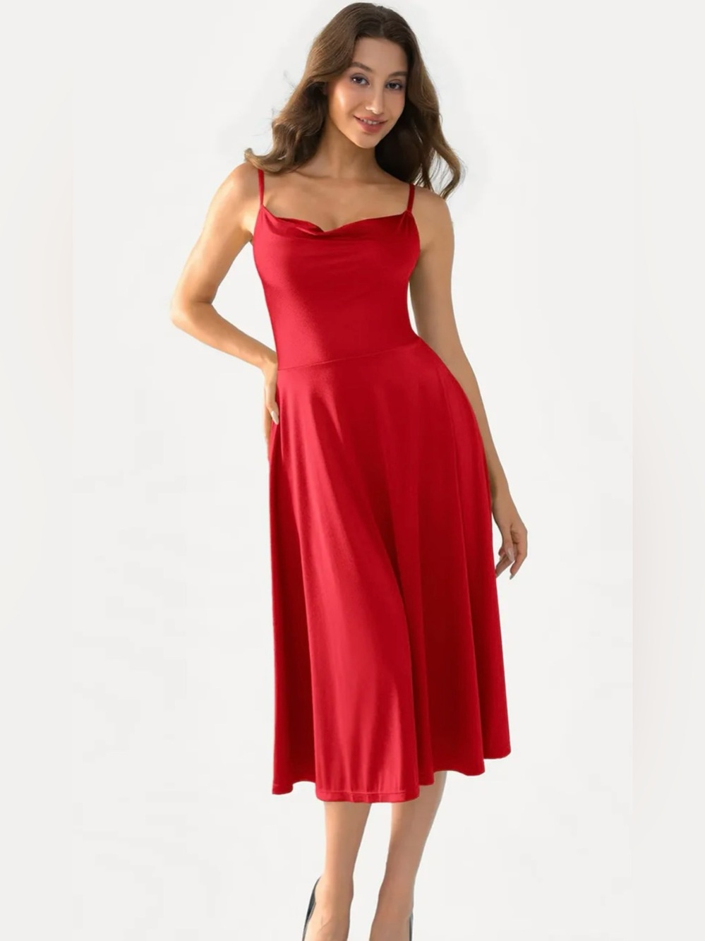 Shapewear Strappy Cowl Neck Fit & Flare Midi Dress size XL